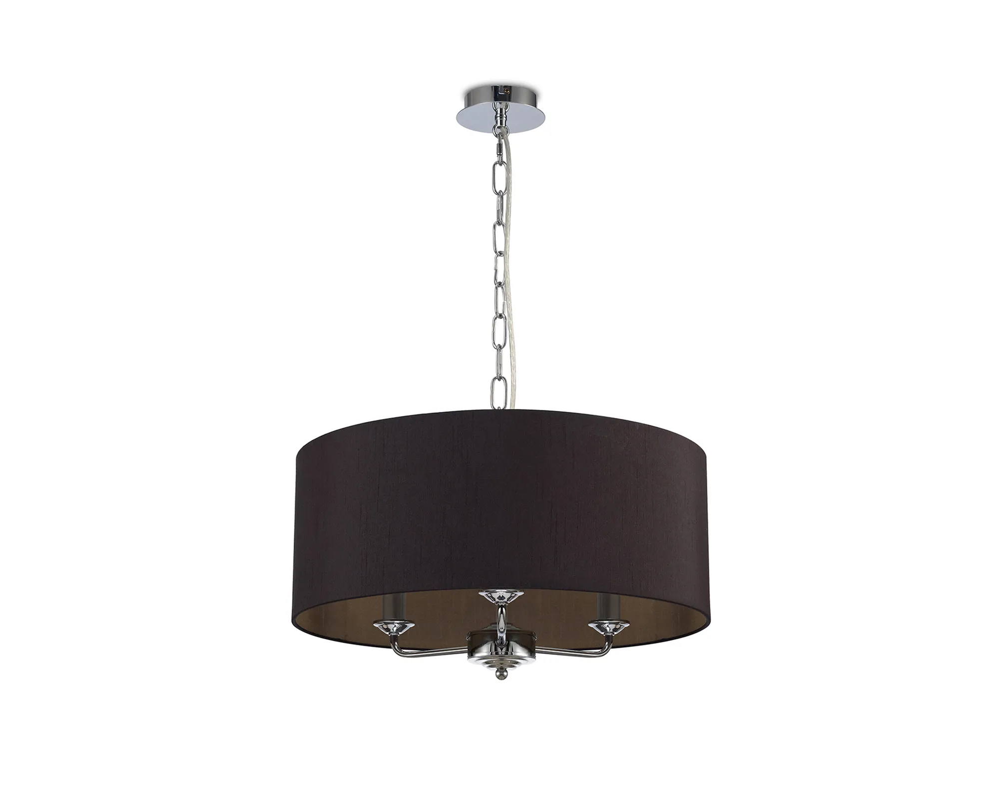 Banyan 50cm 3 Light Pendant Polished Chrome, Midnight Black/Green Olive DK0021  Deco Banyan CH BL/GR